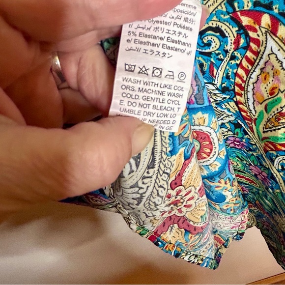 Emery Rose Blouse Ruffled Cap Sleeve Boho  Multicolor Paisley V Neck Top 1XL - Picture 8 of 10